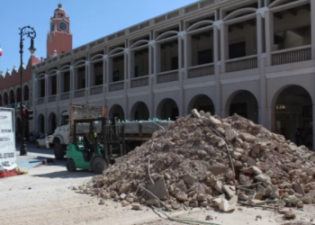 Los trabajos de remodelación de la Plaza Principal de Mérida deberán quedar listos a finales de agosto