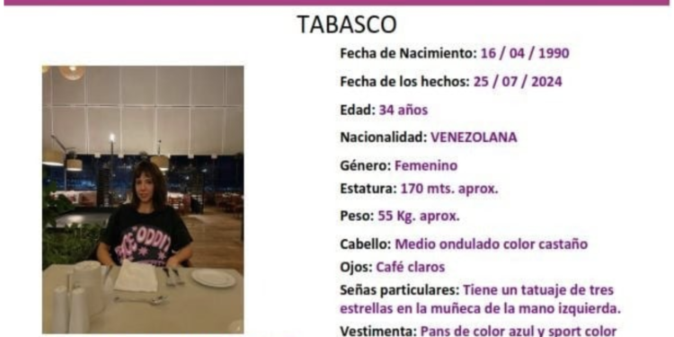 Desaparece ciudadana venezolana tras salir de hotel en Villahermosa