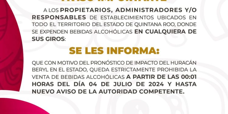 A partir de este jueves queda prohibida la venta de bebidas alcohólicas en todo Quintana Roo: SEFIPLAN