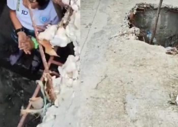 Estudiante de secundaria cae en socavón de aguas negras en Tamulté de las Sabanas