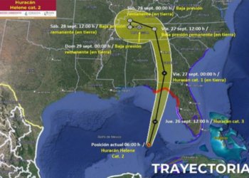 Huracán Helene se intensifica a categoría 2 cerca del norte de las costas de Quintana Roo