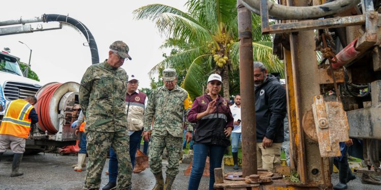 Mara Lezama recorre zonas prioritarias de Cancún y constata acciones de prevención ante cercanía de “Helene”