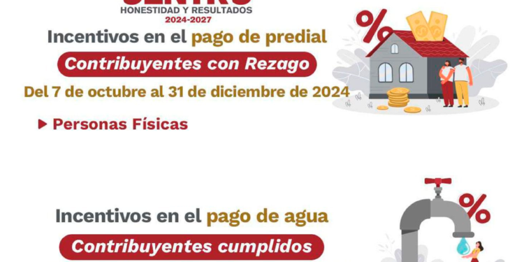 Entran en vigor incentivos en el pago de agua y predial en Centro