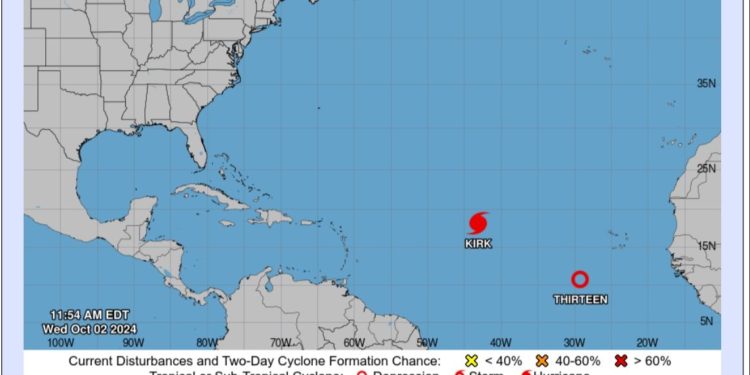 Se forma la depresión tropical ‘Trece’ en el Atlántico