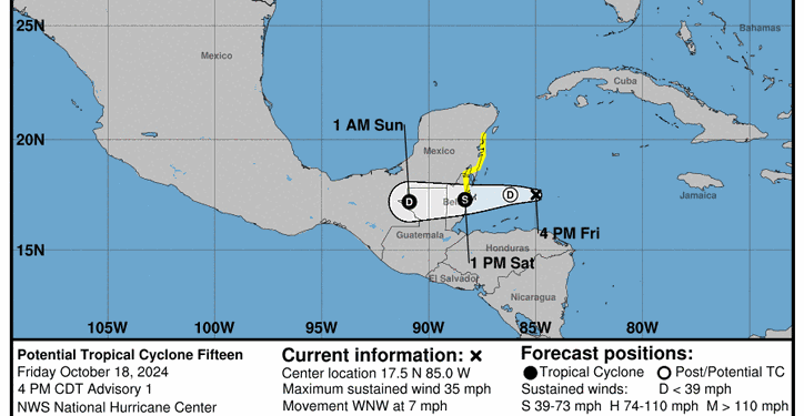 Se forma ciclón Núm 15 en el Mar Caribe