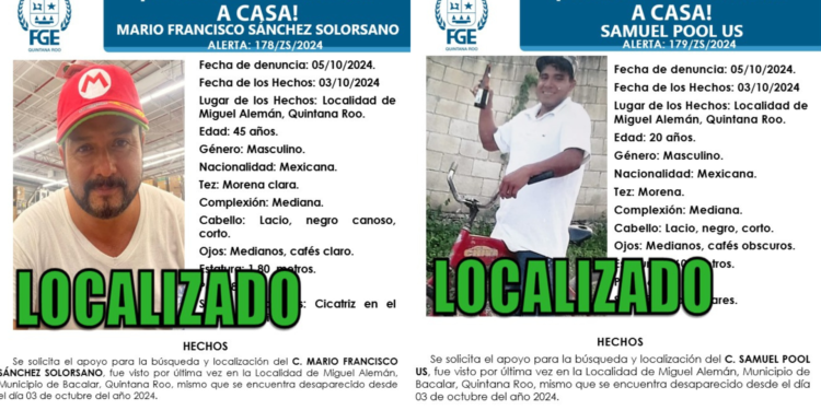 Logran rescate de dos de las cuatro personas desaparecidas en Bacalar