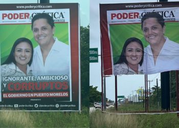 IGNORANTE, AMBICIOSO Y CORRUPTOS DE PUERTO MORELOS, VANDALIZAN ESPECTACULAR