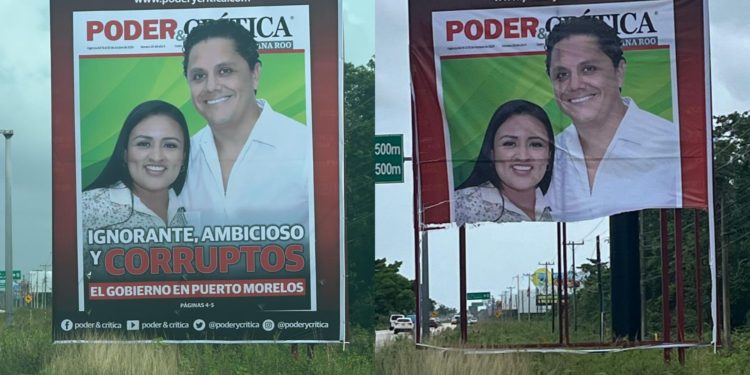 IGNORANTE, AMBICIOSO Y CORRUPTOS DE PUERTO MORELOS, VANDALIZAN ESPECTACULAR