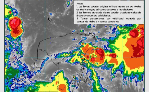 Prevén cielo nublado durante el día con lluvias puntuales intensas en Quintana Roo