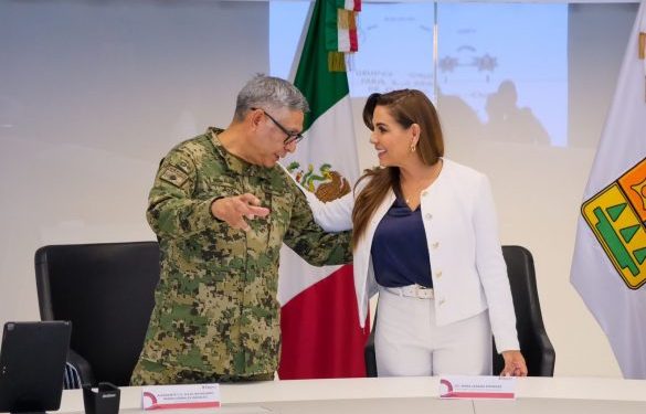 Secretario de Marina, Almirante Raymundo presentan la Estrategia Nacional de Seguridad en Quintana Roo a Mara Lezama
