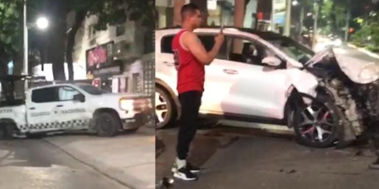 Elementos de la Guardia Nacional en presunto estado de ebriedad provocan choque en Villahermosa