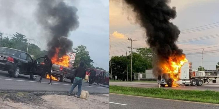 Ola de violencia en Tabasco: quema de vehículos, negocios y poncha llantas reportados