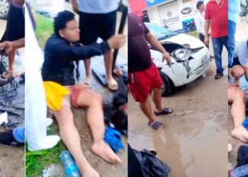 Pareja en motocicleta resulta herida tras accidente en Brisas del Carrizal, Nacajuca