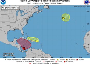 Zona de baja presión con probabilidad de desarrollo ciclónico en el Mar Caribe