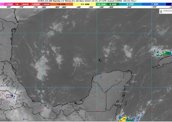 Prevén cielo nublado con chubascos en Quintana Roo