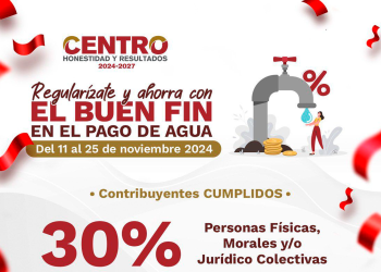 Invita Centro a aprovechar incentivos por el Buen Fin en pago de predial y agua potable