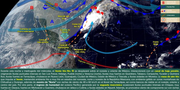 Frente Frío No. 10 traerá lluvias intensas a Tabasco; llaman a tomar precauciones