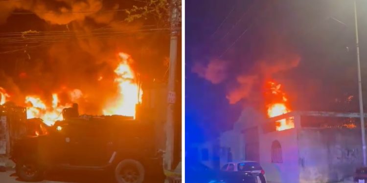 Incendio consume taller de hojalateria en Playa del Carmen