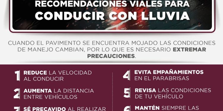 Recomienda tránsito municipal conducir precavidamente por lluvias