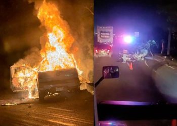 Incendio de camioneta y volcadura de auto se registran en carreteras de Tabasco