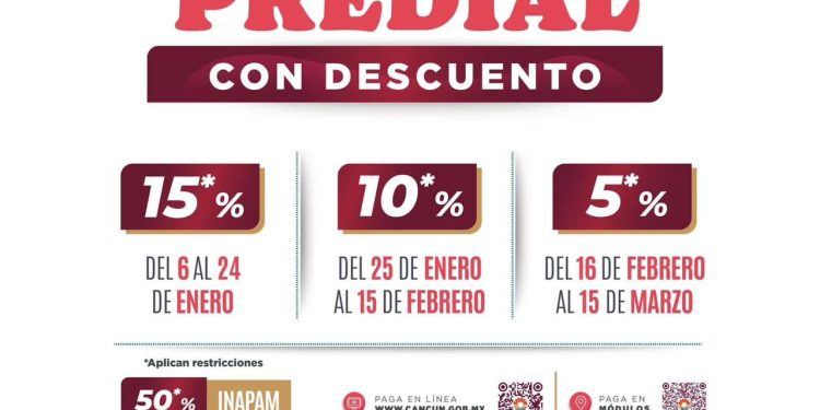 Última semana de primera etapa de descuento en predial 2025 en Cancún