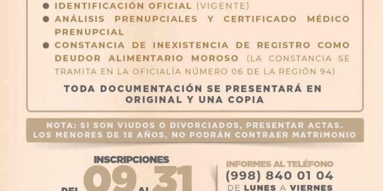 Últimos días para el registro de bodas colectivas