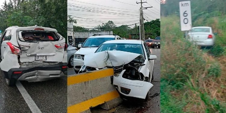 Lluvias provocan al menos cuatro accidentes en carreteras de Tabasco