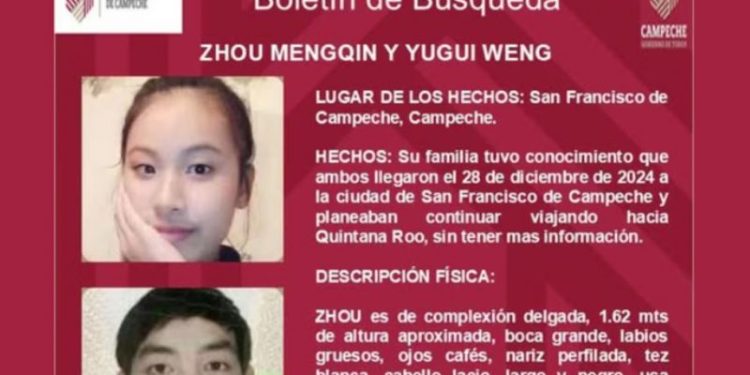 Desaparecen pareja de extranjeros originarios de China en Campeche
