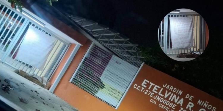 Colocan manta con amenazas contra FGE en colonia El Espejo