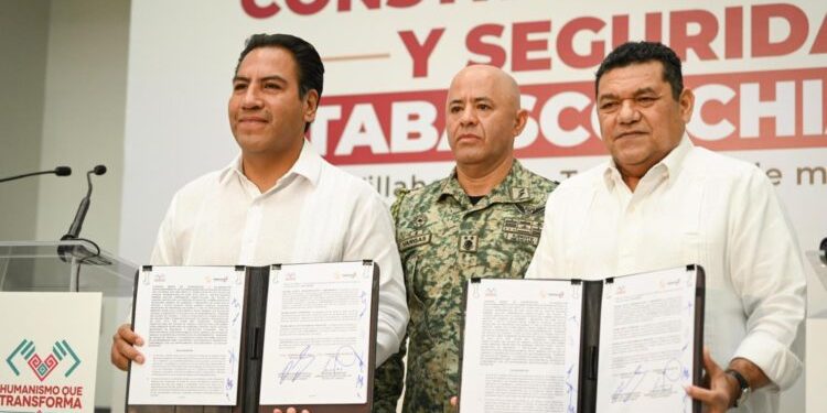 Tabasco y Chiapas firman convenio por la paz y seguridad en la región