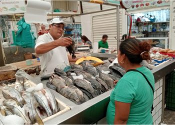 Vendedores de pescados y mariscos del mercado Pino Suárez listos para la Cuaresma