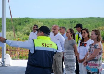 Supervisa Claudia Sheinbaum y Mara Lezama avance del puente Nichupté, con un 77.8% de progreso