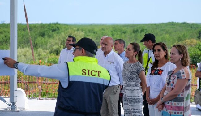 Supervisa Claudia Sheinbaum y Mara Lezama avance del puente Nichupté, con un 77.8% de progreso