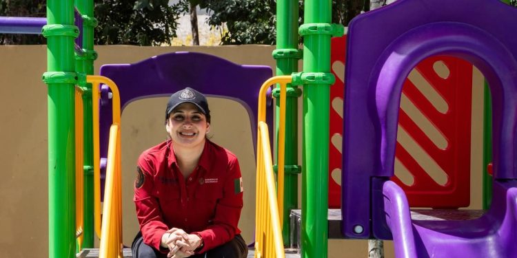 Cumple Estefanía Mercado con la rehabilitación y remodelación del parque Rayadores, en Villas del Sol