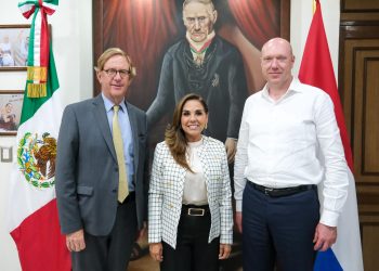 Mara Lezama y embajador de Países Bajos, Wilfred Mohr analizan proyecto del Centro Integral de Saneamiento y Economía Circular