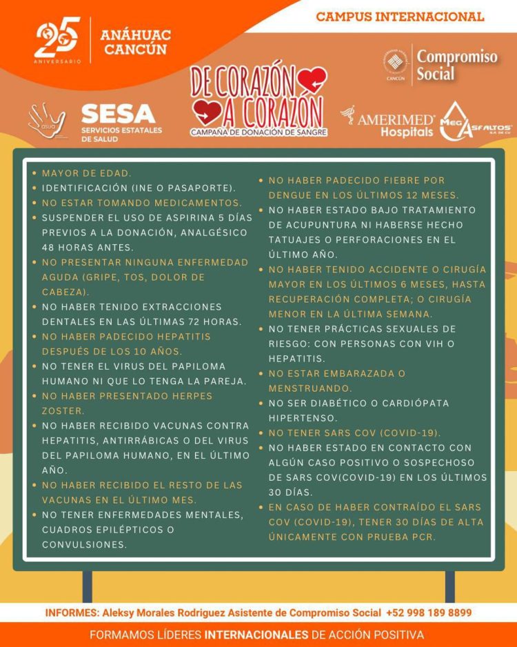 Mara Lezama convoca  a participar en campaña universitaria de donación de sangre en Cancún