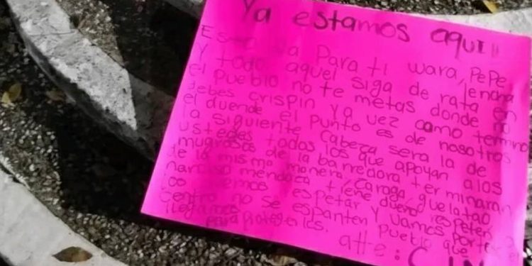 Hallan cartulina con amenazas en parque de la colonia Nueva Villahermosa relacionadas al CJNG
