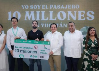 Celebran al pasajero 10 millones de Viva Aerobús en Yucatán y anuncian vuelo directo a Los Ángeles