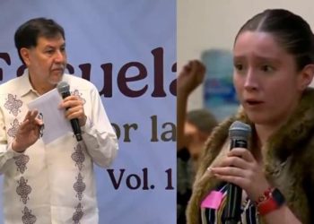 Noroña confronta a estudiante que lo llamó misógino; redes la bautizan como “Lady Mentirosa”