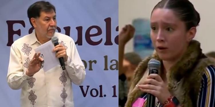 Noroña confronta a estudiante que lo llamó misógino; redes la bautizan como “Lady Mentirosa”