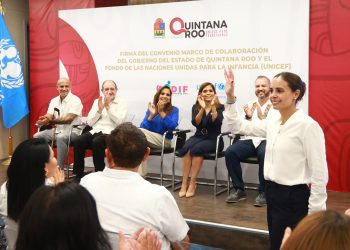 Ana Paty Peralta atestigua firma de convenio entre Gobierno del Estado y Unicef