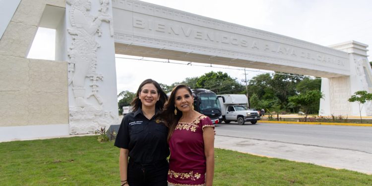 Mara Lezama y Estefanía Mercado inauguran el Arco de Acceso Norte de Playa del Carmen, equipado con alta tecnología en seguridad