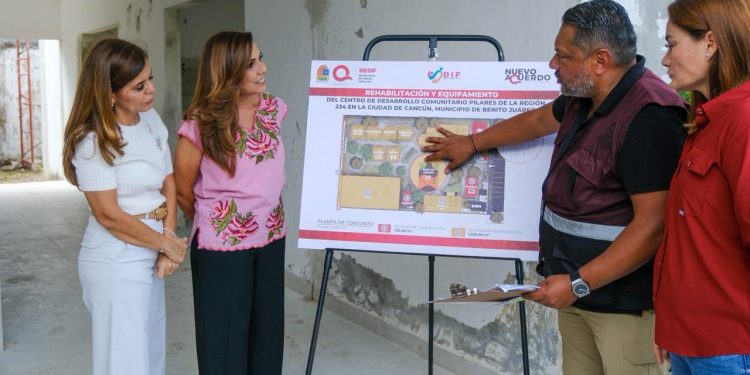Supervisan Mara y Verónica Lezama Espinosa avances del segundo Centro DIF Pilares en la región 234 de Cancún