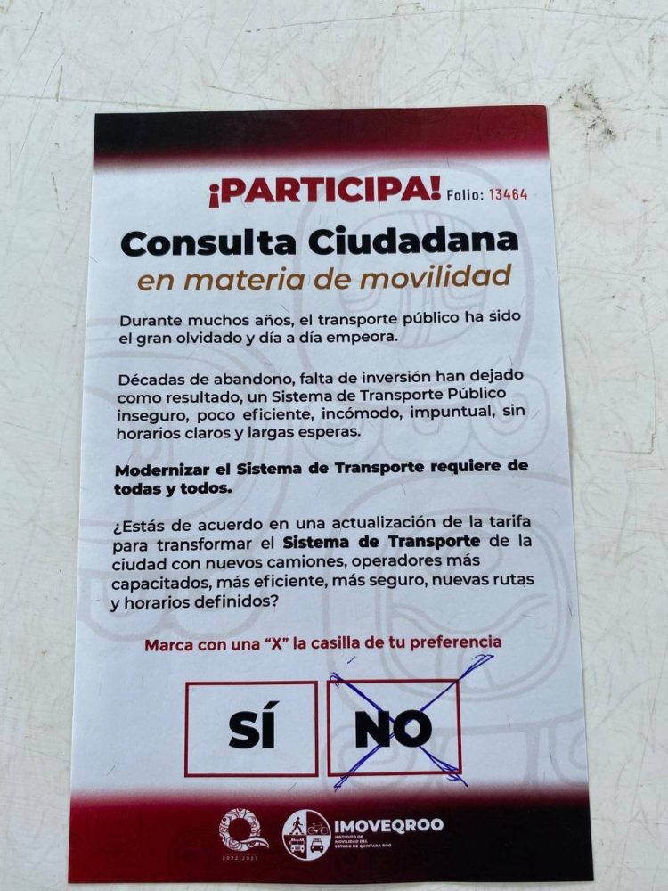 Consulta pública amañada da a Imoveqroo de Rafael Hernández kotasek visto bueno para subir el costo del transporte y seguir afectando a Quintanarroenses