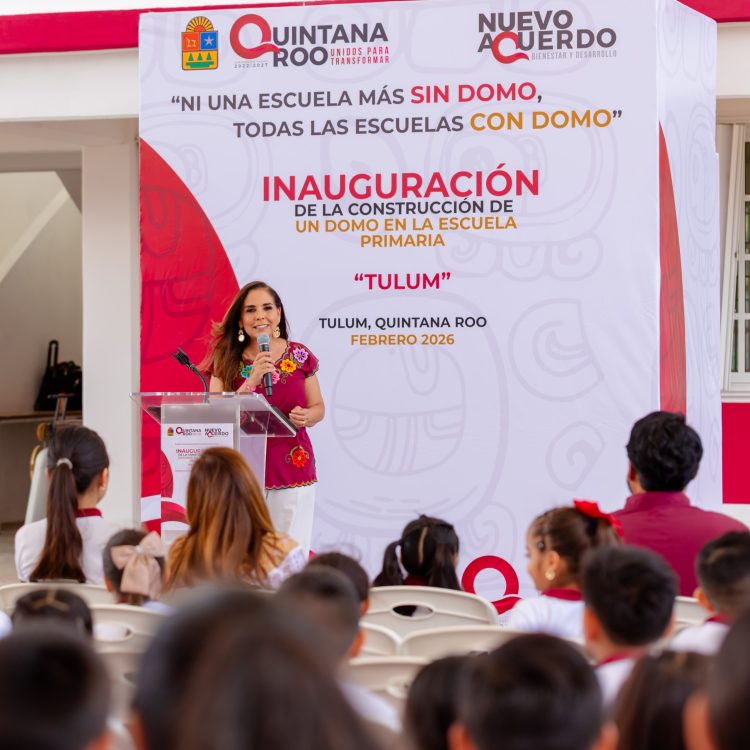 ALUMNAS Y ALUMNOS DE PRIMARIA EN TULUM YA TIENEN DOMO EN SU ESCUELA
