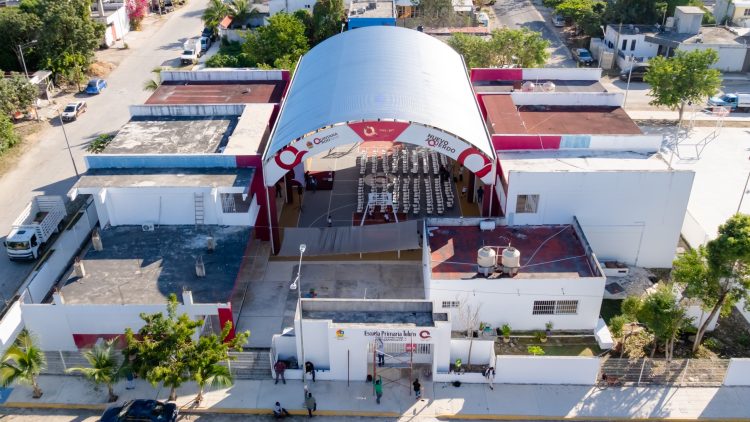 ALUMNAS Y ALUMNOS DE PRIMARIA EN TULUM YA TIENEN DOMO EN SU ESCUELA