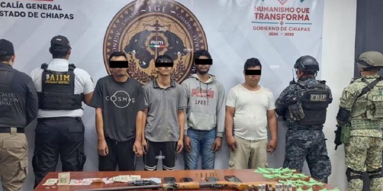 Detienen a cuatro presuntos integrantes del Cártel Chiapas y Guatemala en Jiquipilas