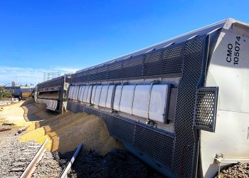 Tren cargado de granos se descarrila en Culiacán; no hay lesionados