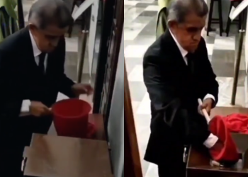 Captan a presunto colaborador de catedral en Puebla tomando dinero de limosna