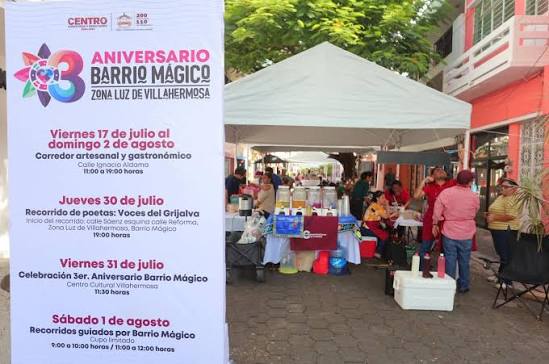 Barrio Mágico de Villahermosa celebra su tercer aniversario con gran corredor artesanal y cultural